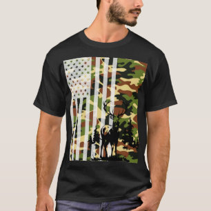 Camouflage US Flag Hirschelch Buck Camoflage Jagdj T-Shirt