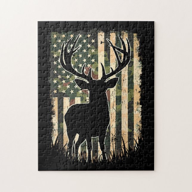 Camouflage US Flag Hirschjagd Jagdjäger (Vertikal)