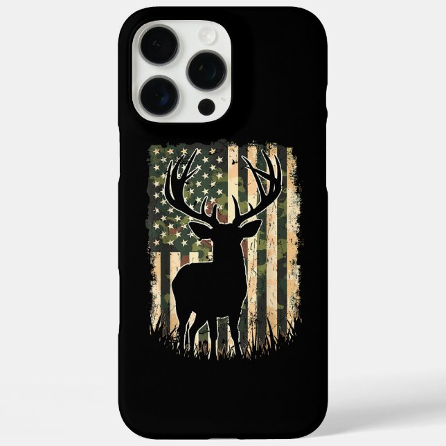 Camouflage US Flag Hirschjagd Jagdjäger iPhone 16 Pro Max Hülle (Rückseite)