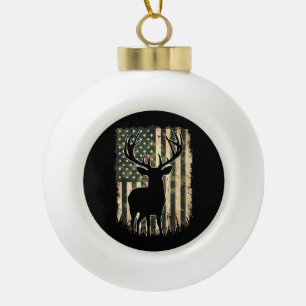 Camouflage US Flag Hirschjagd Jagdjäger Keramik Kugel-Ornament