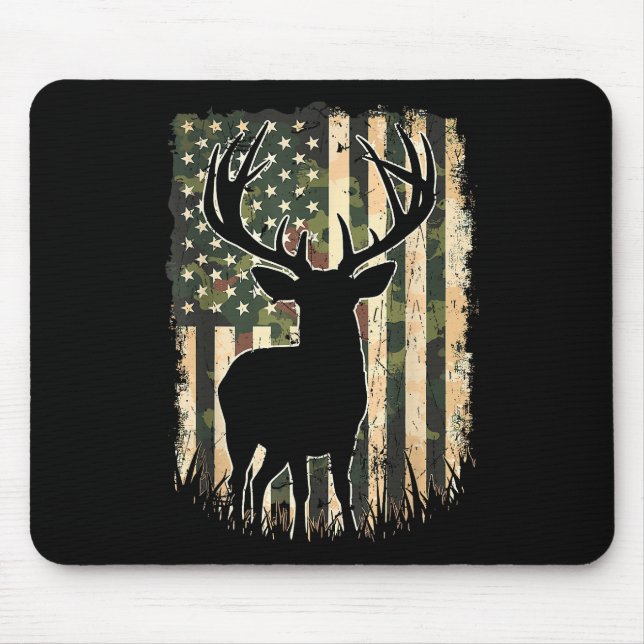 Camouflage US Flag Hirschjagd Jagdjäger Mousepad (Vorne)