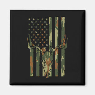 Camouflage Us Flag Hirschschädel Vintag Jagd Patri Magnet