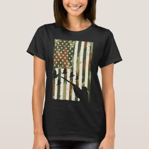 Camouflage Us Flag Quail Pheasant Jagd Upland Jagd T-Shirt