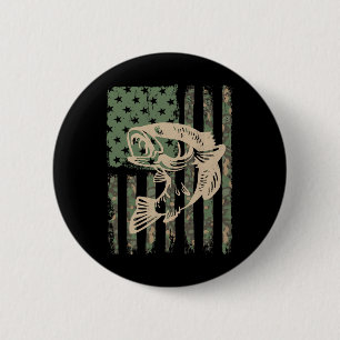 Camouflage US-Flagge Big Mouth B Fischen Geschenk Button