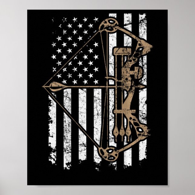 Camouflage Usa Flag Archery Compound Bow - Bow Hun Poster (Vorne)