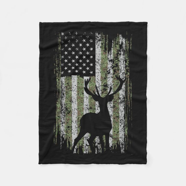 Camouflage Usa Flag Hirschelche Buck Camoflage Jag Fleecedecke (Vorderseite)