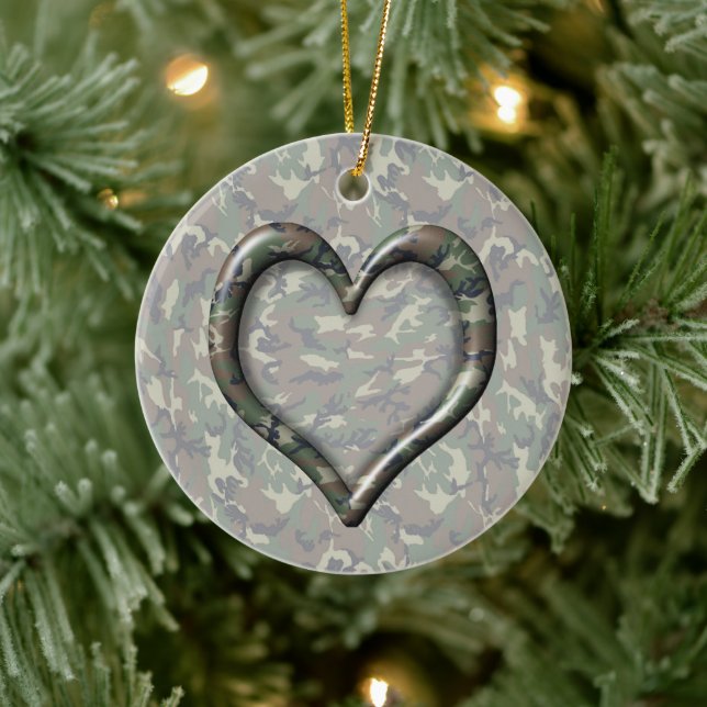 Camouflage Wald Waldherz auf Camouflage Keramik Ornament (Baum)