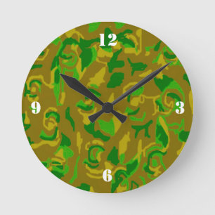 Camouflage Wall Clock Runde Wanduhr
