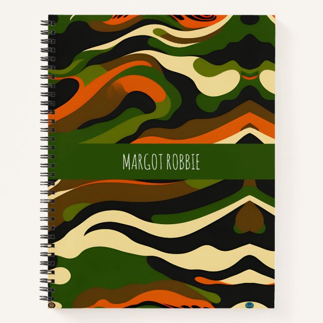 Camouflage Waves Wasserfarbmuster Notizbuch (Vorderseite)