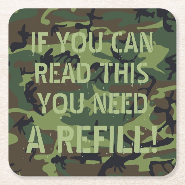Camouflage Wenn Sie dies lesen können, benötigen S Rechteckiger Pappuntersetzer (Vorderseite)