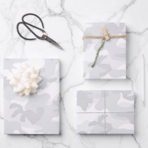 Camouflage White Gray Adventure Fun Geschenkpapier Set