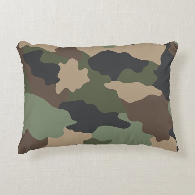 Camouflage Woodland Camouflage Khaki Green Tan Bla Dekokissen (Vorderseite)