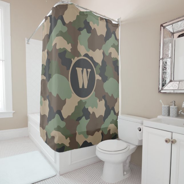 Camouflage Woodland Camouflage Khaki Tan Black Mon Duschvorhang (Beispiel)