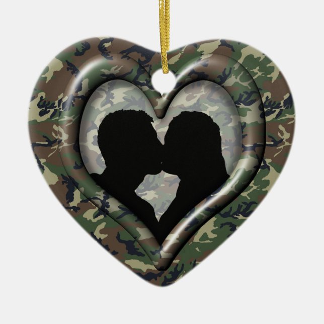 Camouflage Woodland Keramik Ornament (Vorne)