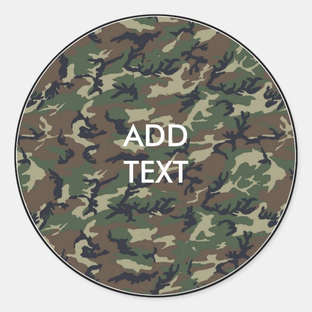 Camouflage Woodland Runder Aufkleber (Vorderseite)