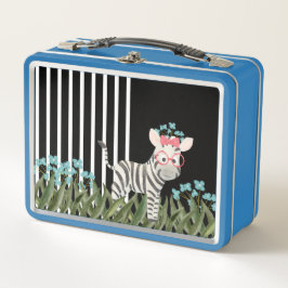 Camouflage Zebra mit blauen Blumen Lunchbox