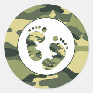Camouflagebabyfuß-Bevorzugungsaufkleber des JUNGE Runder Aufkleber