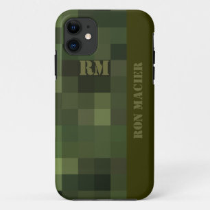 camouflaged checkered green iPhone 11 hülle