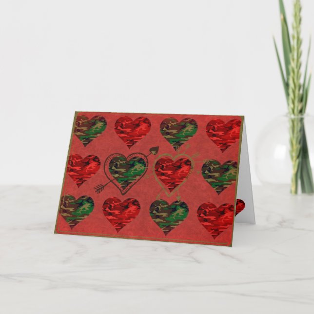 Camouflagevalentine-Herzen - der Tag des Feiertagskarte (Vorderseite)