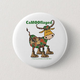 Camouflauge Bull Button