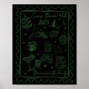 Camp Bach 2025 Team Braut Retro Camping Junggesell Poster