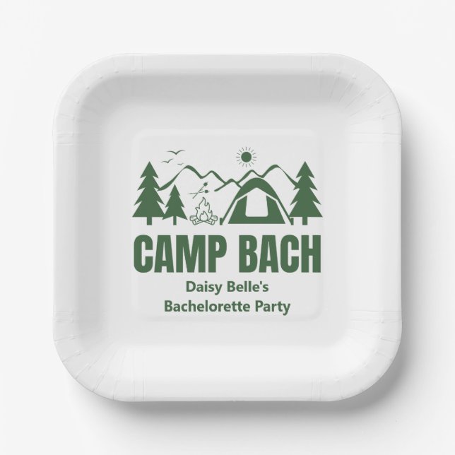 Camp Bach Bachelorette Grünbuch Napkin Pappteller (Vorderseite)