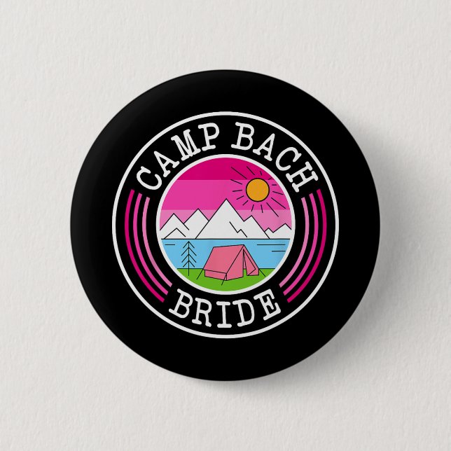 Camp Bach Braut Brautjungfer Retro Camping Jungges Button (Vorderseite)