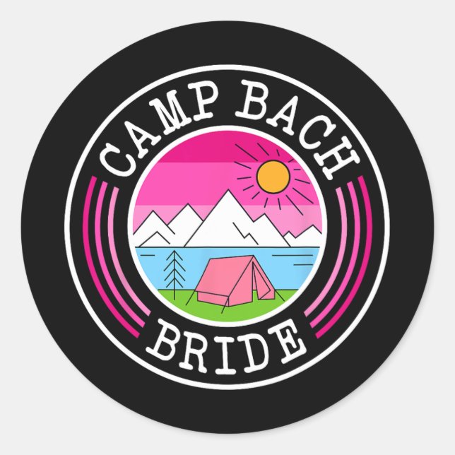 Camp Bach Bride Bridesmaid Retro Camping Bachelore Runder Aufkleber (Vorderseite)