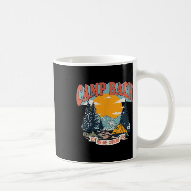 Camp Bach Bride Squad 2025 Retro Camping Junggesel Kaffeetasse (Rechts)