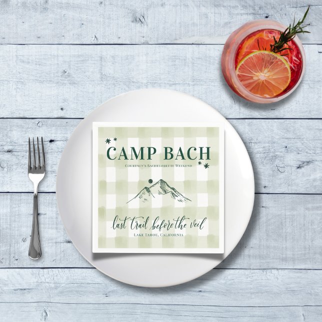 CAMP BACH-Letzter Weg zum Veil Cocktail Napkins Serviette (CAMP BACH- Last trail before the veil Bachelorette Party Custom Cocktail Napkins | Outdoorsy BACH)