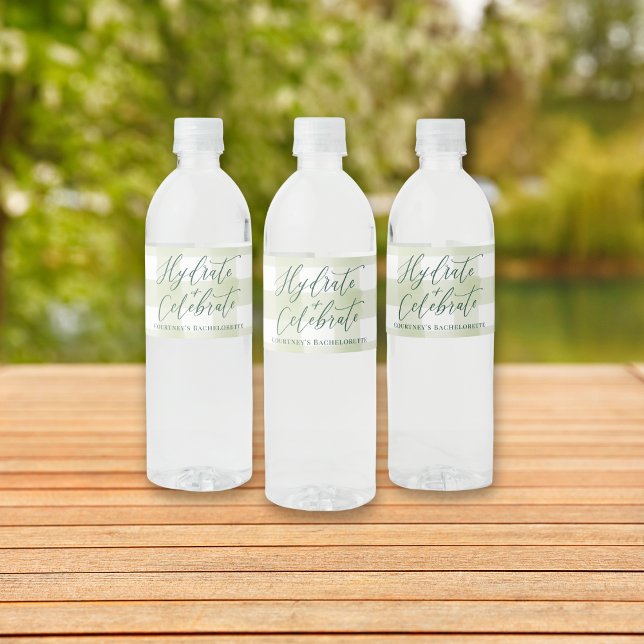 CAMP BACH Outdoorous Custom Water Flasche Label (Camp Bach Rustic water bottle label with custom text – perfect for glamping bachelorette weekends.)