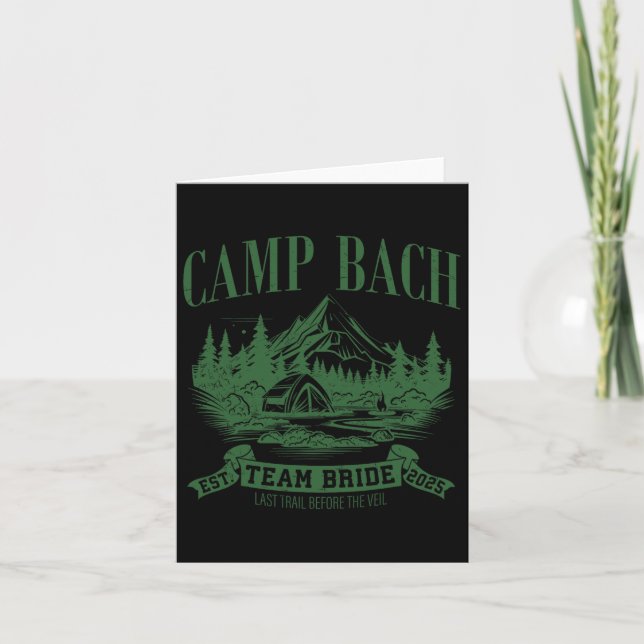 Camp Bach Team Bridge Camping Bachelorette Karte (Vorderseite)