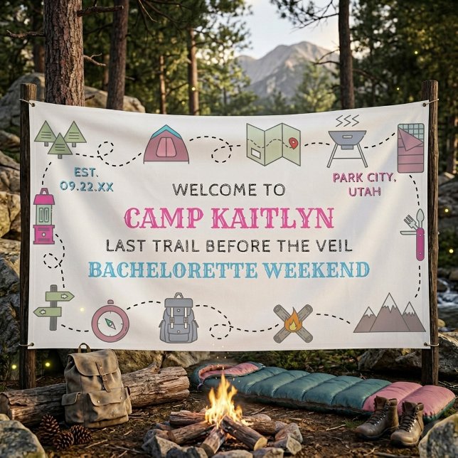 Camp Bach Wilderness Bachelorette Party Welcome Banner (Von Creator hochgeladen)