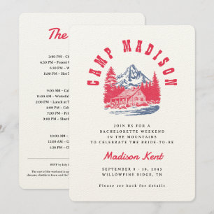 Camp Bachelorette Bold Retro Mountain Wedding Einladung