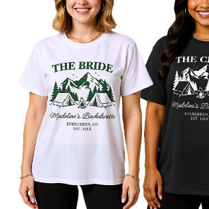 Camp Bachelorette Camping Forest Green Hütte Crew T-Shirt