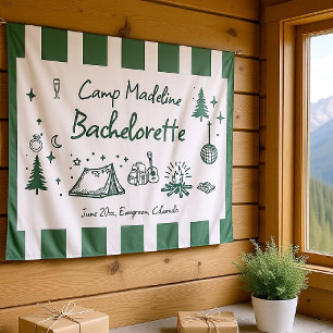 Camp Bachelorette Camping Handgezeichnet Grün Will Wandteppich