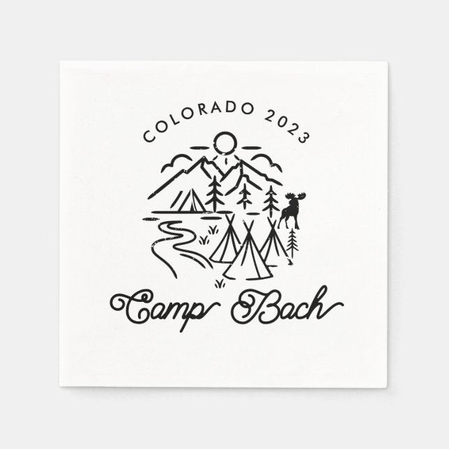 Camp Bachelorette Custom Cocktail Napkins Serviette (Vorderseite)