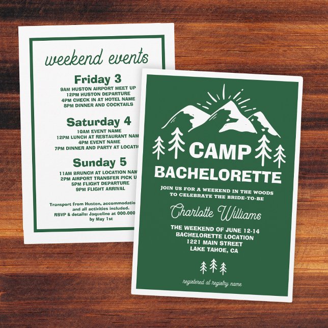 Camp Bachelorette Einladung (Camp Bachelorette Invitation
)