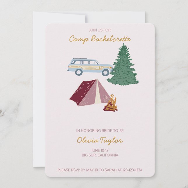 Camp Bachelorette Einladungen (Vorderseite)