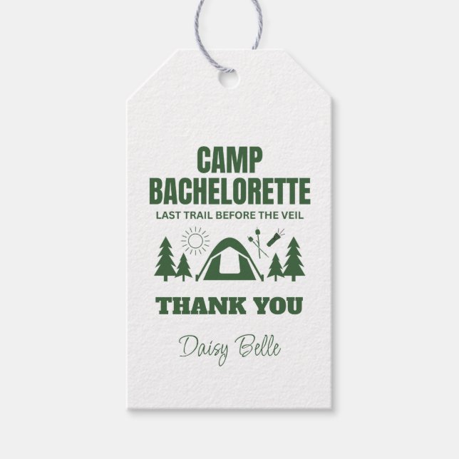 Camp Bachelorette Green Gift Tag Geschenkanhänger (Vorderseite)