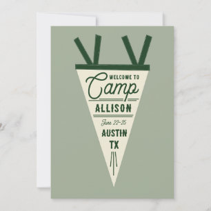 Camp Bachelorette Green Pennant Einladung