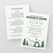 Camp Bachelorette Green Weekend Einladung