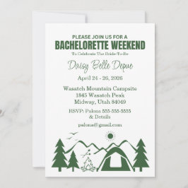 Camp Bachelorette Green Weekend Invitation