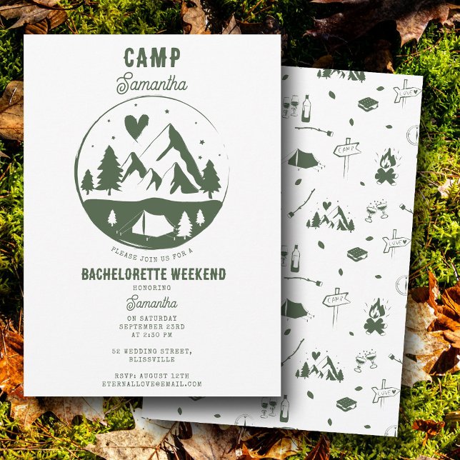 Camp Bachelorette Party Camping Bach Weekend Einladung (Camp Bachelorette Party Camping Bach Weekend Invitation)