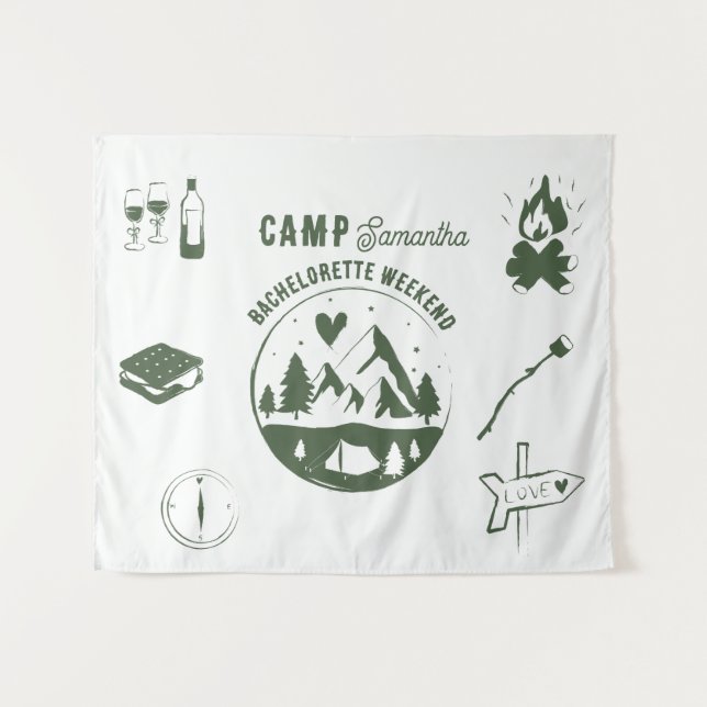 Camp Bachelorette Party Camping Bach Weekend Wandteppich (Vorderseite (Horizontal))
