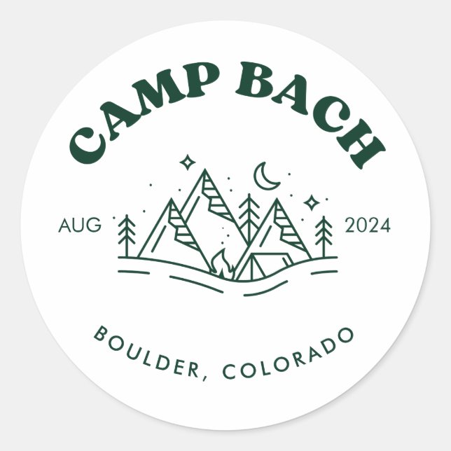Camp Bachelorette Rundaufkleber Runder Aufkleber (Vorderseite)