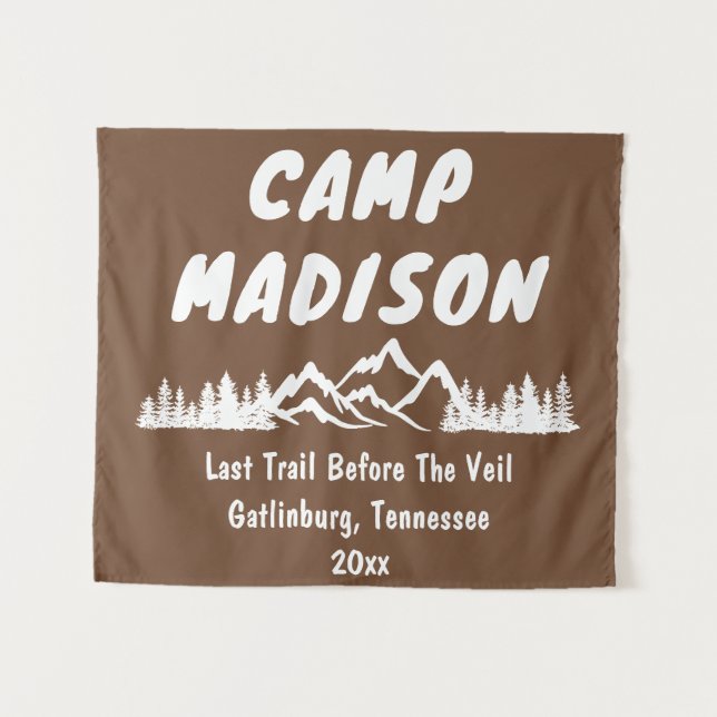 Camp Brautparty Camping Stadtrundfahrt Schild Wandteppich (Vorderseite (Horizontal))