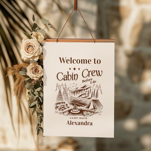 Camp Cabin Crew vor Bachelorette Wandteppich Mit Holzrahmen (Von Creator hochgeladen)