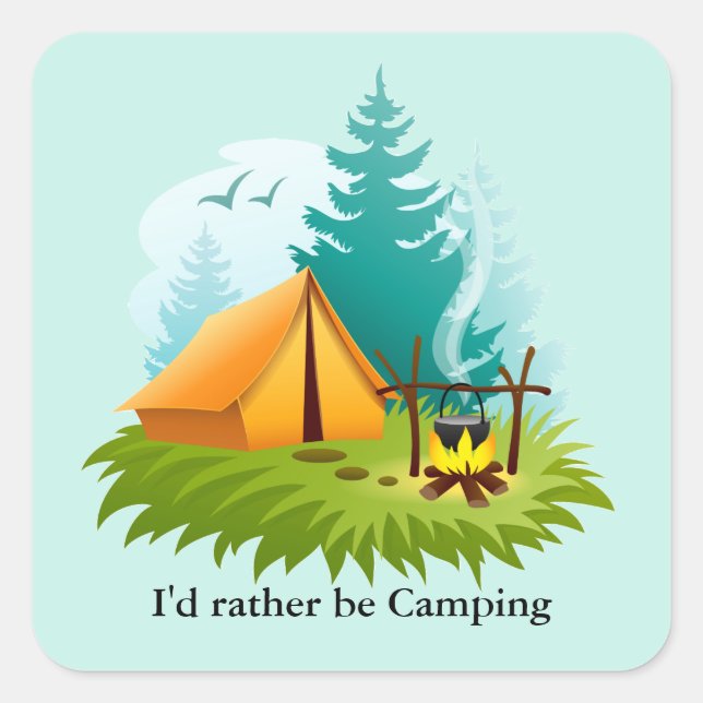 Camp-Camping-Designaufkleber Quadratischer Aufkleber (Vorderseite)
