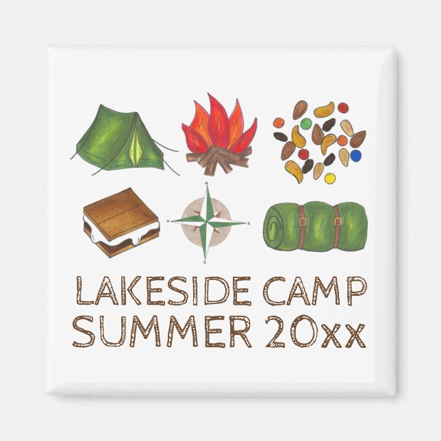 Camp Camping Zelt Kompass Campfire Schlaftasche Magnet (Vorne)